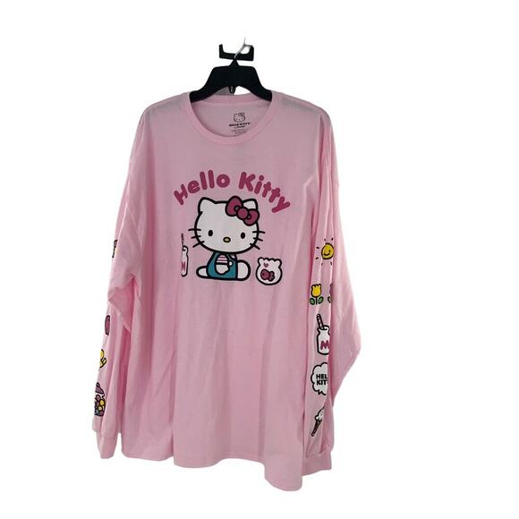 Sanrio Hello Kitty Long Sleeve Pullover Shirt Women 2XLLogo Pink License Product - Picture 3 of 8